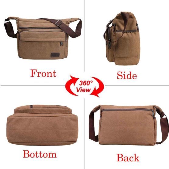 JAKAGO Waterproof Messenger Shoulder Bag Multi Pockets Crossbody Bag for for Men Women, Casual Travel Bag Canvas Handbag Briefcase for Working Shopping School Fishing Camping Hiking Daily Use - Image 2