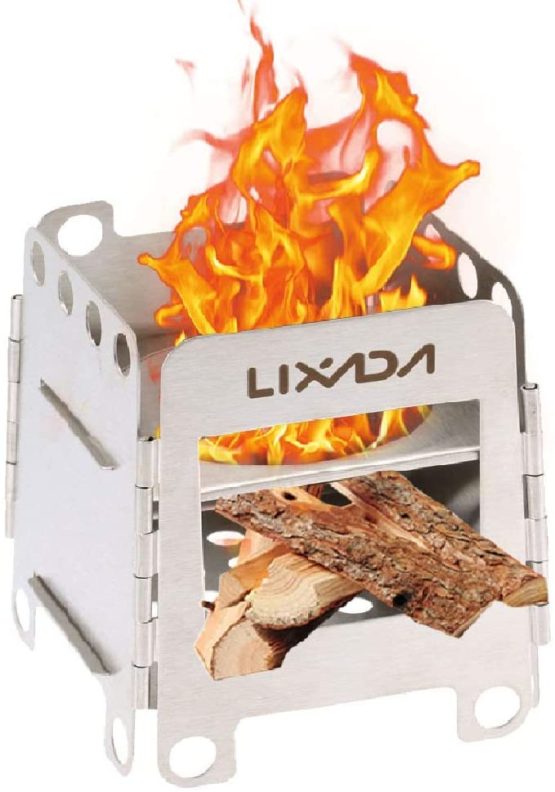 Lixada Camp Stove Stainless Steel Wood Burning Stove Folding Backpacking Stove for Outdoor Camping Cooking Hiking Picnic