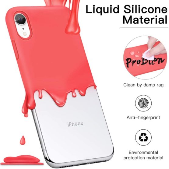 ProBien Case for iPhone XR, Silicone Gel Rubber Shockproof Phone Case, Anti-Yellow, Anti-Scratch for New iPhone XR Case 2018 (6.1") - Coral - Image 4