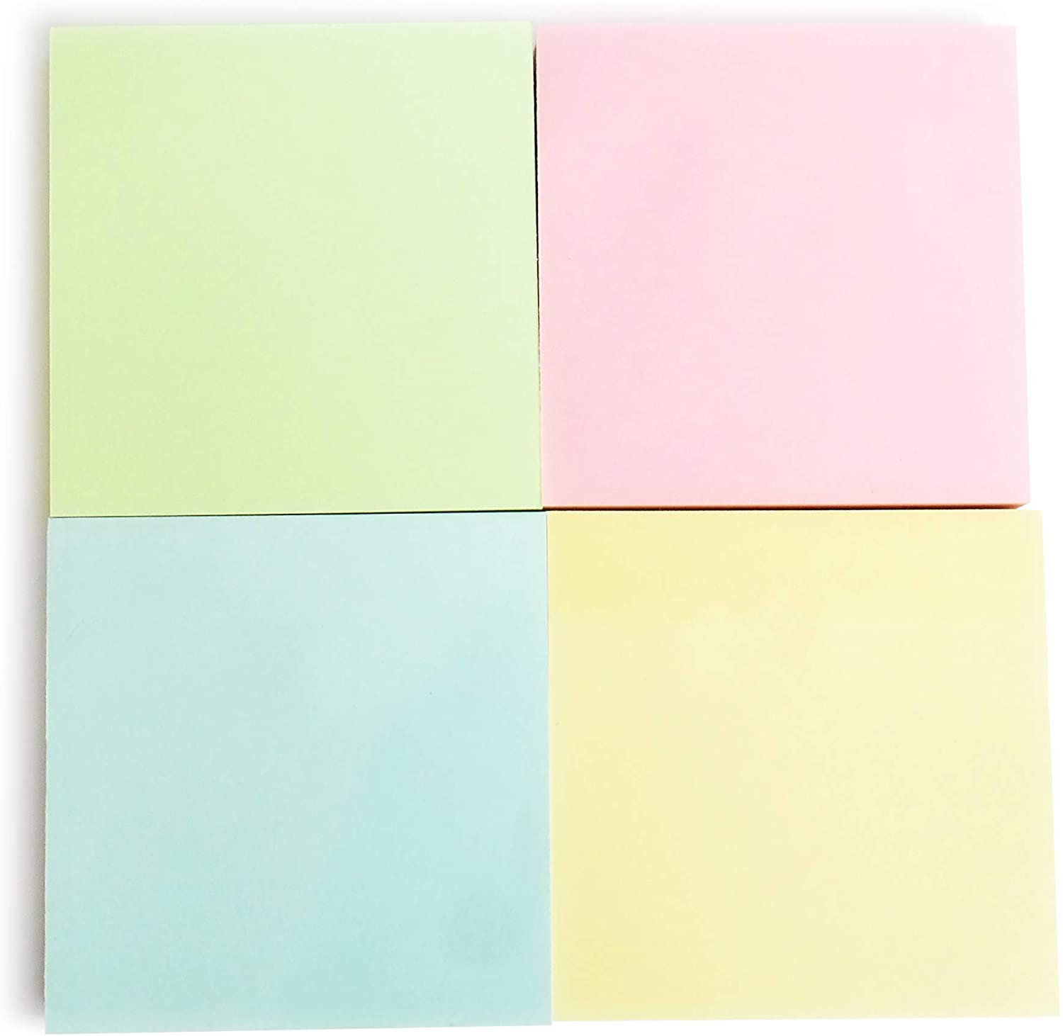 400 Pastel Sticky Notes (76x76mm) - Colourful Removable Adhesive Memo Pads in Blue, Pink, Green, Yellow, 4 Pads (1 Pack) - Image 3