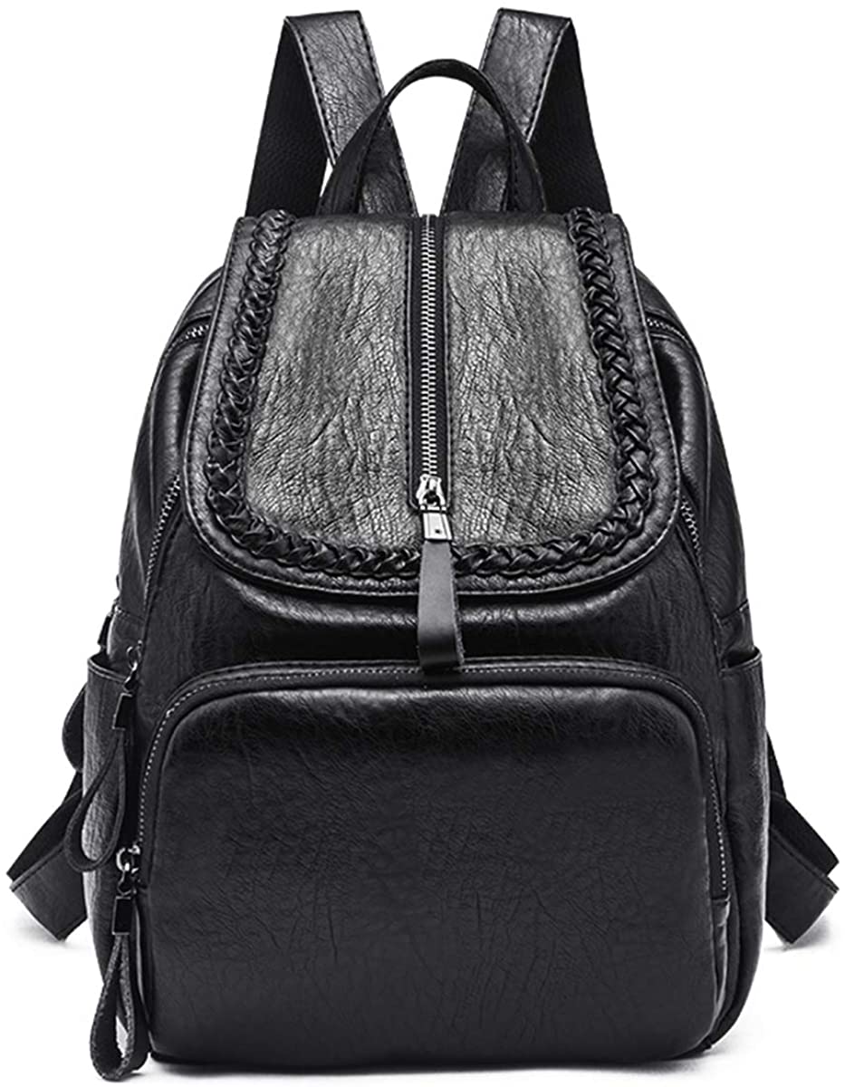 NIYUTA Backpacks Women Fashion PU Shoulder Bags Large Capacity Travel Pupil Crossbody Bags Black