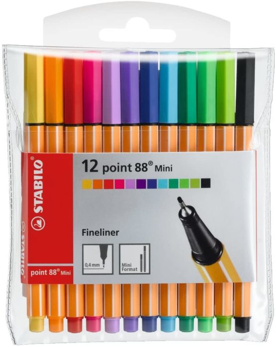 Fineliner - STABILO point 88 Mini Wallet of 12 Assorted Colours
