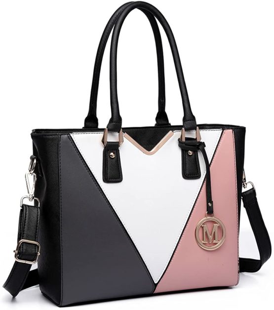Miss Lulu Leather Look V-Shape Shoulder Handbag - Image 2