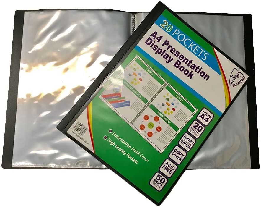 Tiger A4 Presentation Display Book with 20 Pockets (Black), Black/Blue - Image 2