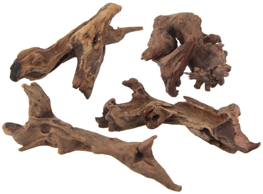 Emours Natural Driftwood Branches Reptiles Aquarium Decoration Assorted Size,Small,4 Pieces 
