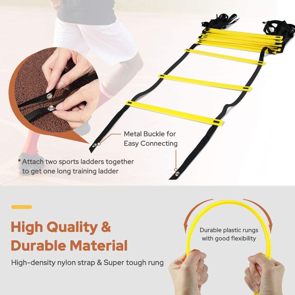 GHB Agility Ladder Speed Ladder 6M 12-Rung for Kids Adults Football Speed Training 
