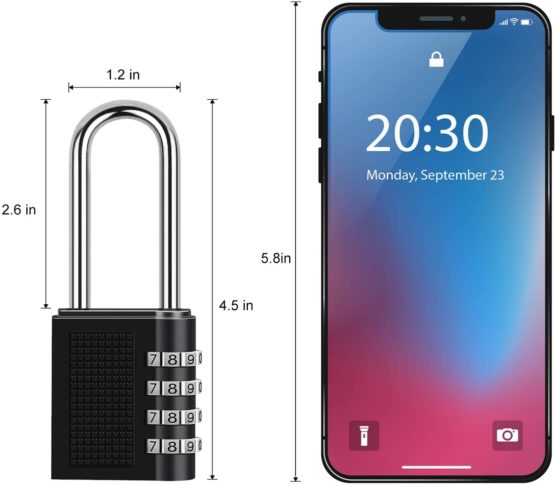 ONUEMP Combination Lock, 2 Pack Long Padlock Locker Locks, Weather Proof Heavy Duty Lock with 4-Digit Smooth Dial for School Gym, Outdoor, Garden Gate, Cabinets, Toolbox, Case - Black - Image 2