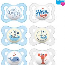MAM Day and Night Silicone Dummies 0-6 Months Pack of 6 Boys
