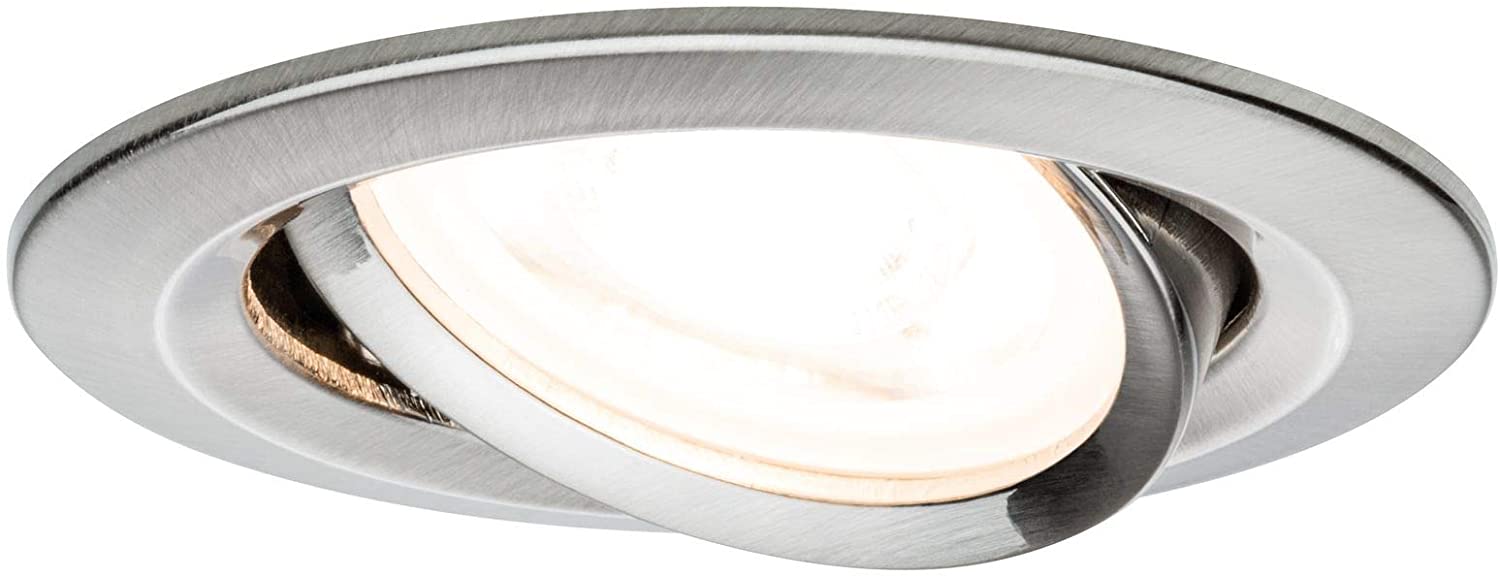 Paulmann 93641 Nova Recessed Spotlight Round Iron Without Bulb Max. 35 W GU10 Recessed Ceiling Light Brushed Aluminium