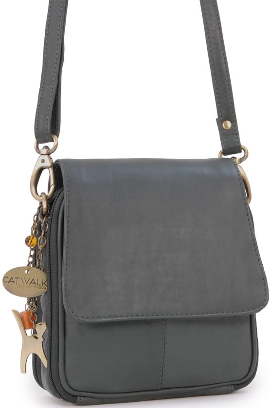 Catwalk Collection Handbags - Women's Leather Cross Body Shoulder Bag - Organiser Messenger with Long Adjustable Strap - TEAGAN - Image 4