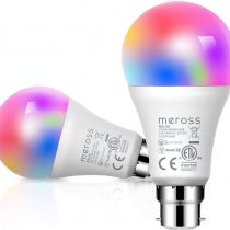 Alexa Light Bulbs WiFi Smart Bulbs B22 Bayonet [2 Pack] Compatible with Echo Alexa Google Home Dimmable Warm Light and Multicolor by Meross 810Lumens 60W