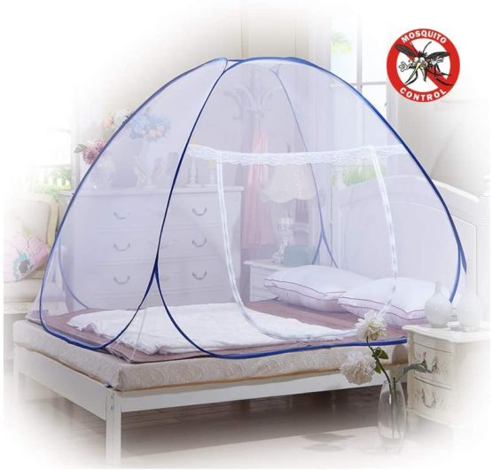 Mosquito Nets, Outdoor Mongolian Yurt Dome Net Free Installation and Folding Nets, Prevent Insect Pop Up Tent Curtains for Beds Bedroom (150*200*150cm, White)