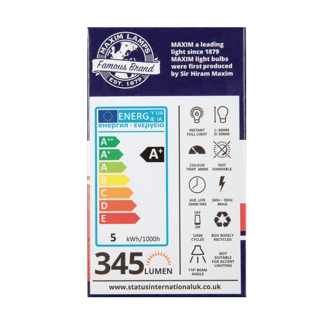 Maxim LED GU10 Pearl Cool White - 5watt (50watt) (Pack 10), 50MLGU10CW5X10 - Image 3