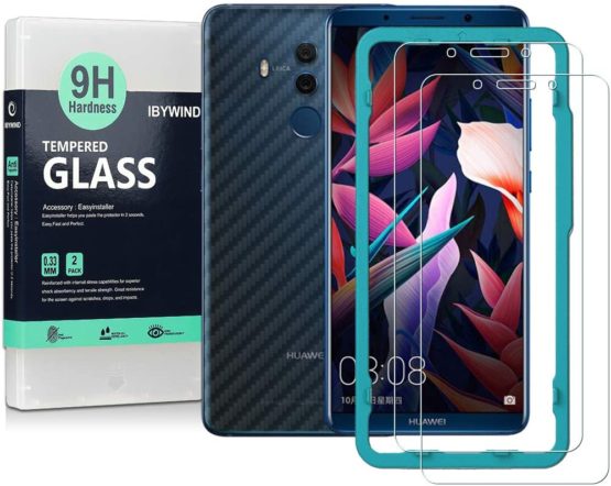 Flos [2PCS Pack] Huawei Mate 10 Pro Screen Protector,**Bubble Free Installation Applicator Tempered Glass Screen Protector [Anti-Fingerprint] For Huawei Mate 10 Pro-Transparent