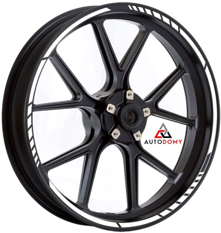 Autodomy Pack 6 Units Wheel Rim Stickers Desing Sport, White, 15 pulgadas