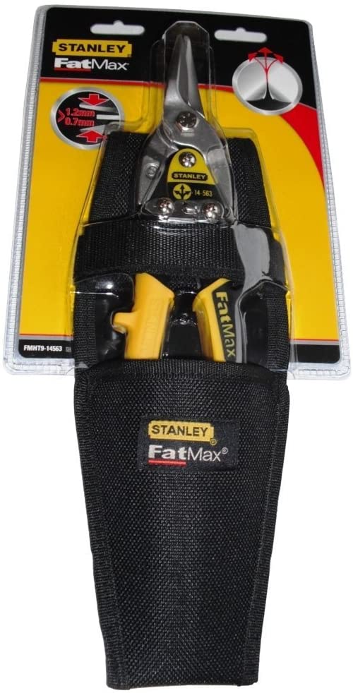 Yellow Aviation Snips & Holster Straight Cut 250mm (10in), Black/Yellow, gerade