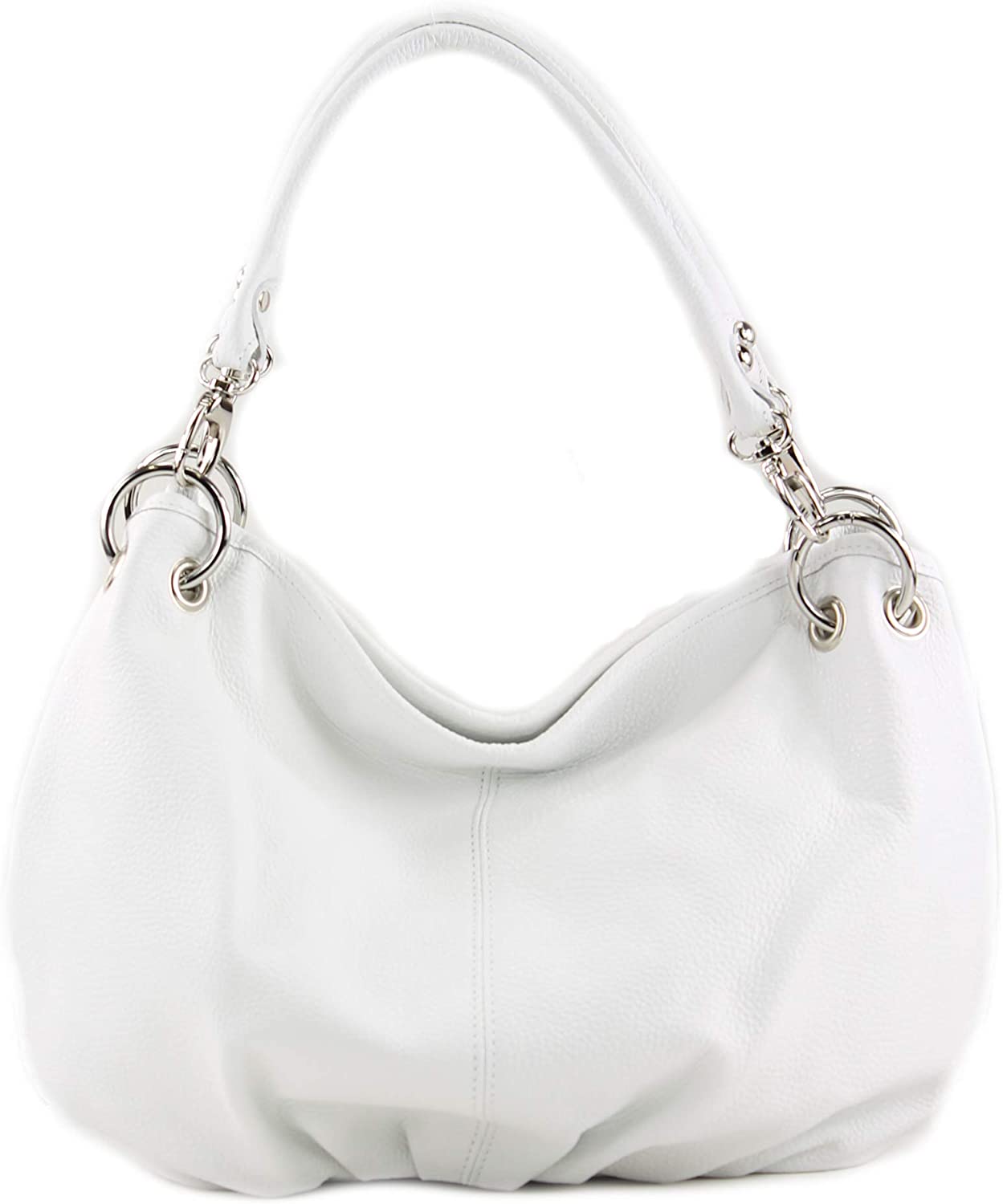 Italian handbag women's bag shoulder bag leather bag nappa leather IT40, Colour:White leather - Image 2