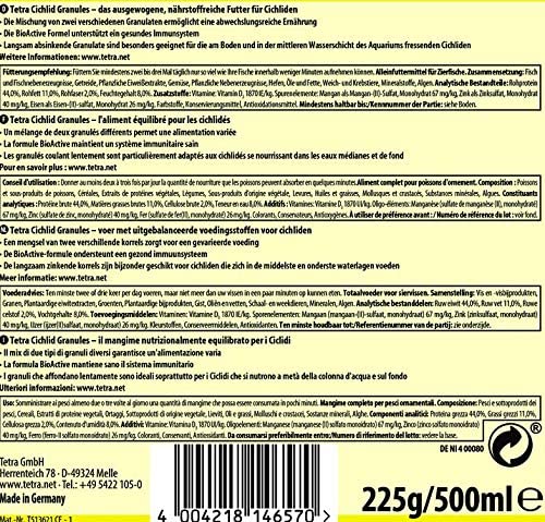 Tetra Cichlid Granules (main feed mix for medium sized cichlids 2 different granulates), 500 ml can, Multicolored, 225 g (Pack of 1) - Image 2