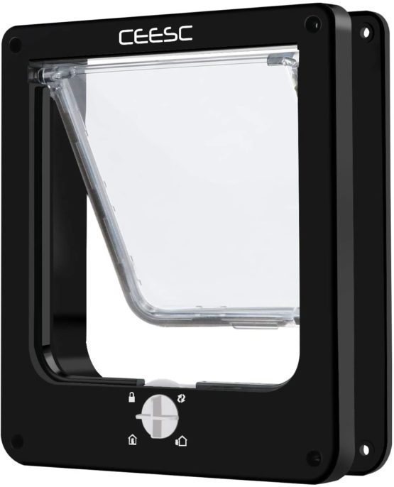 CEESC Cat Doors, Magnetic Pet Door with Rotary 4 Way Lock for Cats, Kitties and Kittens (Medium, Black) - Image 3