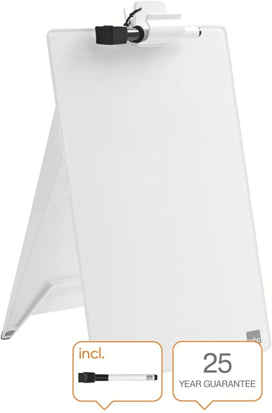 Nobo Glass Dry Wipe Personal Desktop Easel Whiteboard, 21.6 x 29.7 x 3 cm, Brilliant White, 1905173 - Image 3