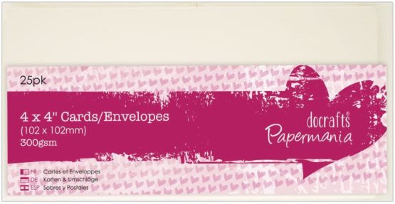 docrafts Cards/Envelopes, 4 x 4-inch 300gsm-Cream (Pack of 25), Cream