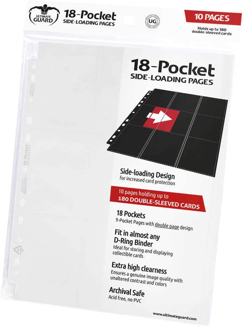 Ultimate Guard 18-Pocket Pages Side-Loading Album (White), Transparent/Green, A4