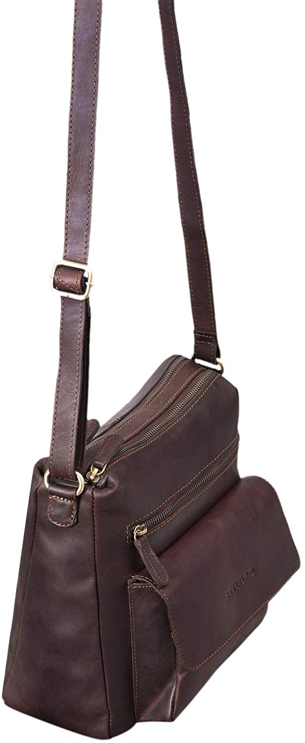 STILORD "Mira" Vintage Shoulder Bag 12.2 pouces Women/Handbag Leather/Evening Tote Genuine Leather Colour:Cognac Dark Brown - Image 3