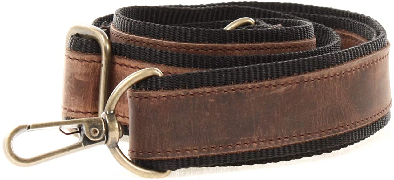 LECONI Carrying Strap Genuine Leather and Nylon Shoulder Strap for your Bag Adjustable in Length for Women + Men 4x150cm mud LEC-R2 - Image 3