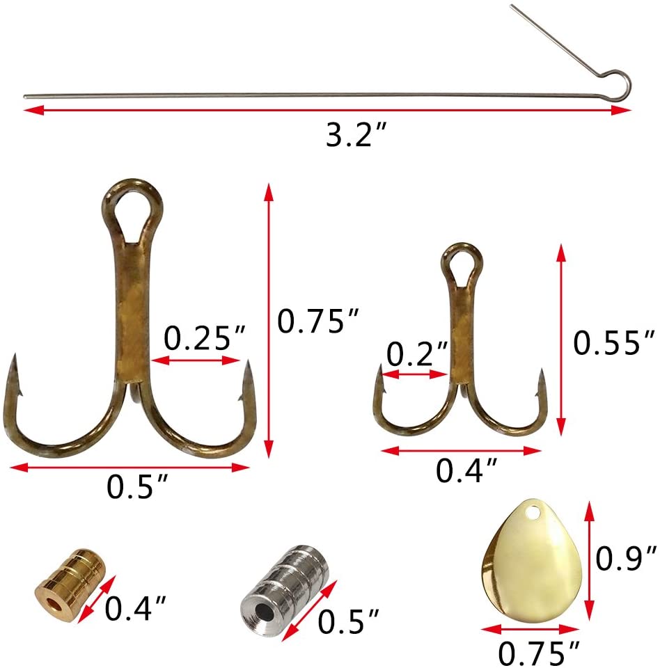 140pcs Copper Blade Inline Spinner Bait Lure Kit Bass Spoon Spinnerbait