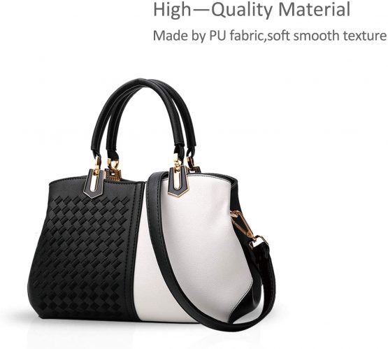 NICOLE&DORIS Women Lady Handbags Shoulder Bag Crossbody Bag Tote Satchel Purse PU Leather Black&White - Image 3