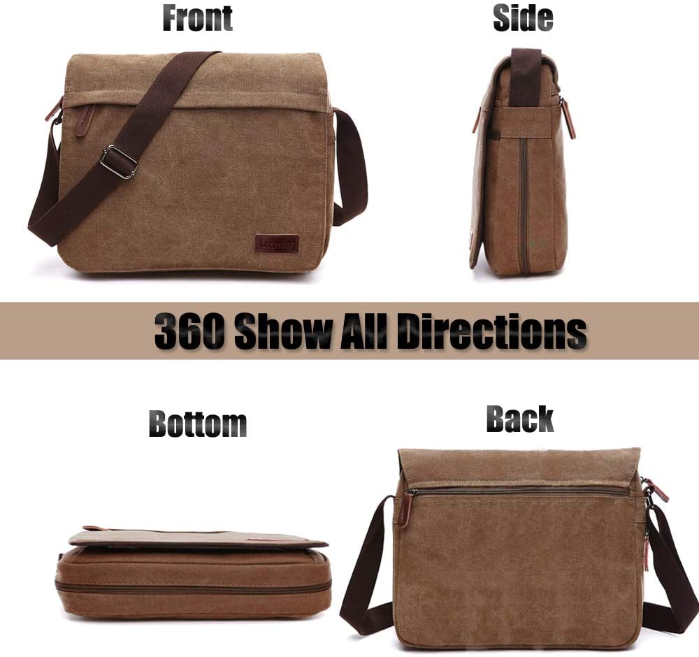 LOSMILE Men’s Messenger Bag, Canvas Shoulder Bags, 13.3″ Laptop Bags