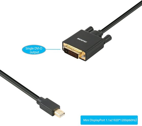 Mini Displayport to DVI Cable, BENFEI Mini DP to DVI 1.83M Cable Male to Male Gold-Plated Cord for MacBook, iMac(LG51) Surface Pro and Laptop - Image 3