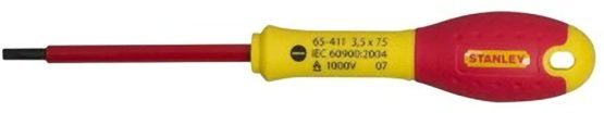 Stanley 0-65-411 Fat Max Screwdriver Insulated Slotted 3.5X75Mm-Red And Yellow, Red/Yellow