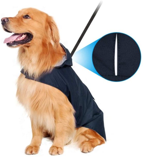 Dog Raincoat with Hood & Collar Hole & Safe Reflective Strips,Ultra-Light Breathable 100% Waterproof Rain Jacket by Zellar for Medium Large breed Dog, Blue 5XL - Image 2