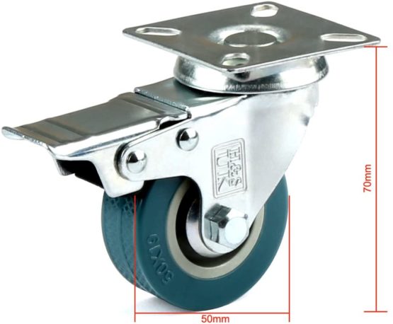 H&S 4 Castor Wheels Heavy Duty 50mm Swivel Trolley Furniture Caster with Brakes - Image 4