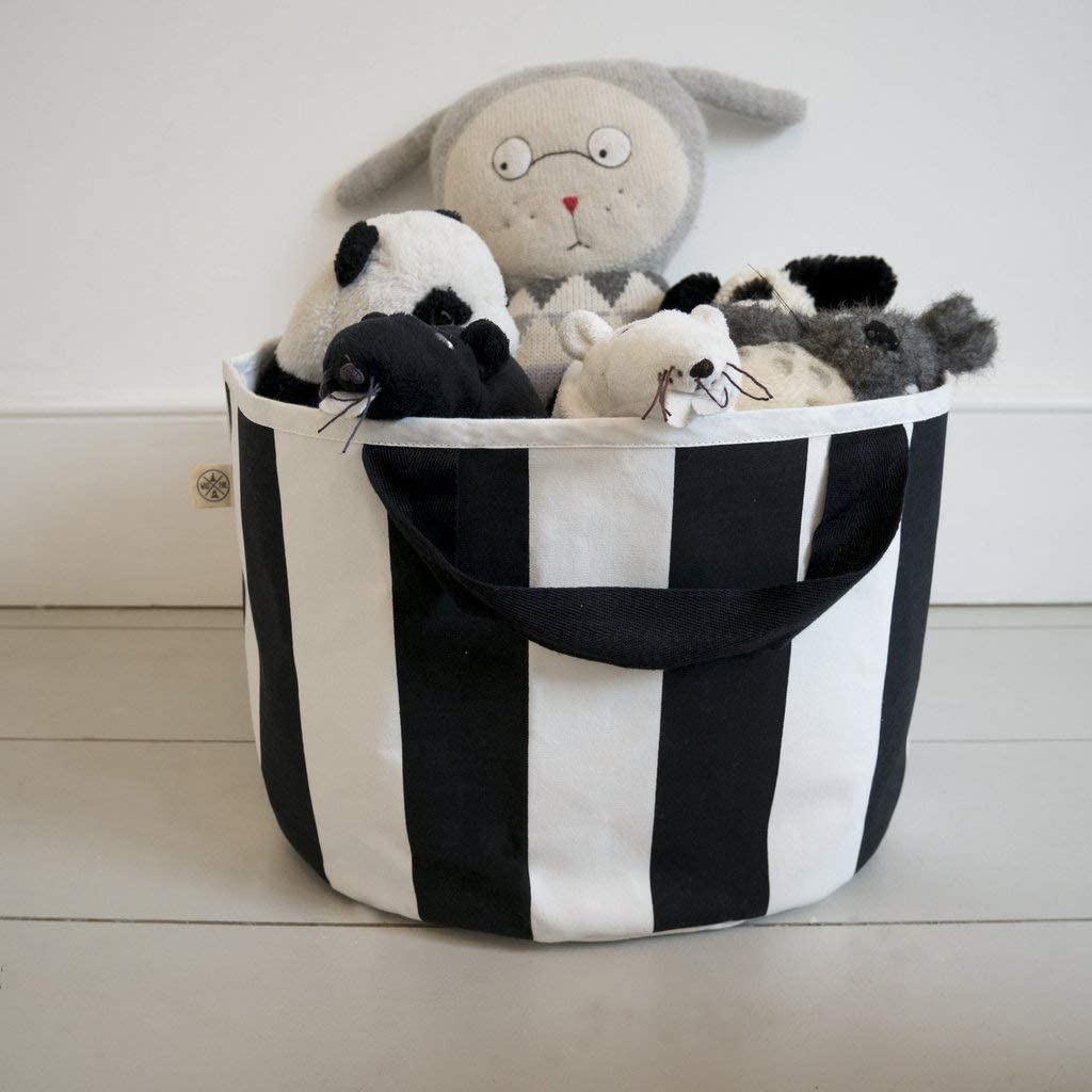 WILDFIRE Shallow Storage Bag in Stripe Black Handles - Image 2
