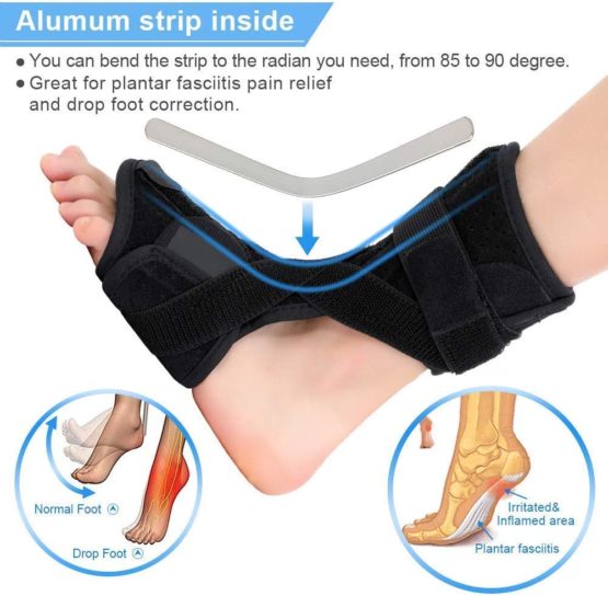 Plantar Fasciitis Night Splint and Compression Socks Kit, Plantar Fasciitis Support Brace, Orthotic Foot Drop Brace Day for Men and Women, with Stretching Straps for Pain Relief - Image 2