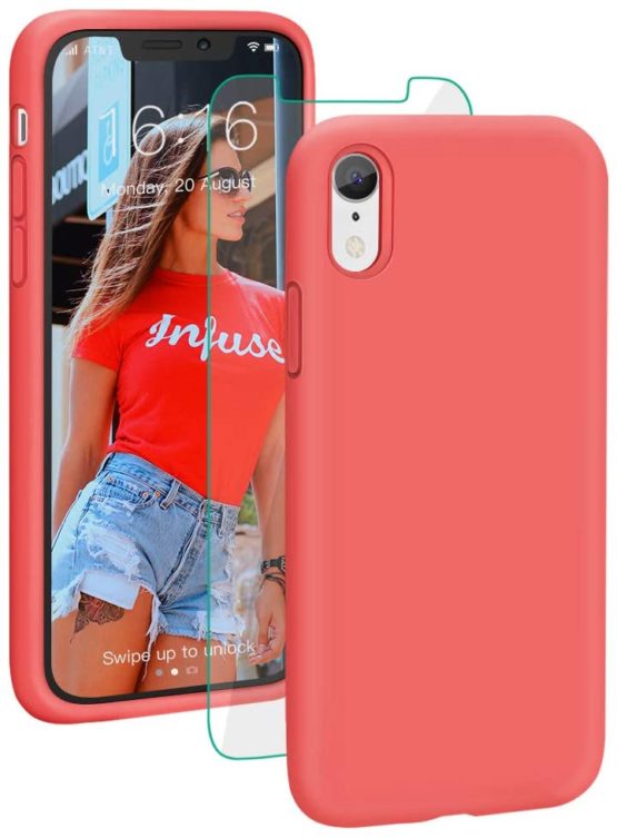 ProBien Case for iPhone XR, Silicone Gel Rubber Shockproof Phone Case, Anti-Yellow, Anti-Scratch for New iPhone XR Case 2018 (6.1") - Coral