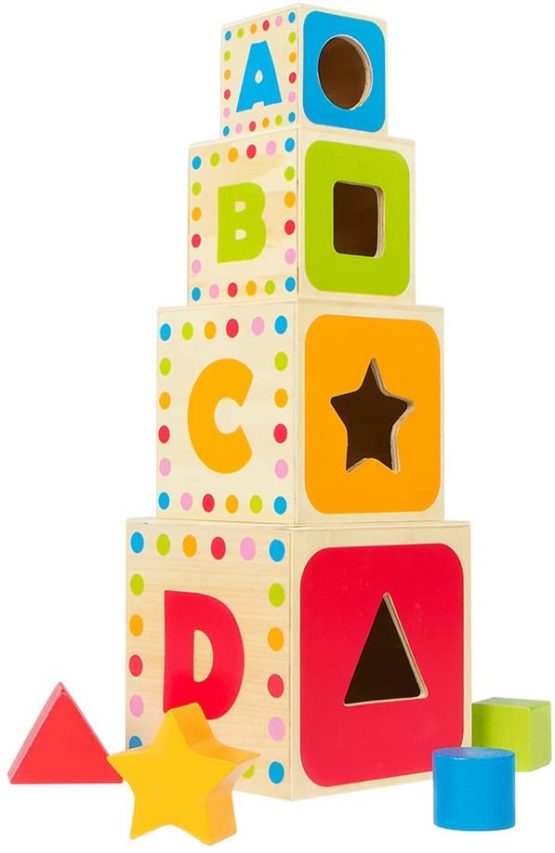 COLORBABY – Tower of Cubes Wood 4 Cubos – BigaMart