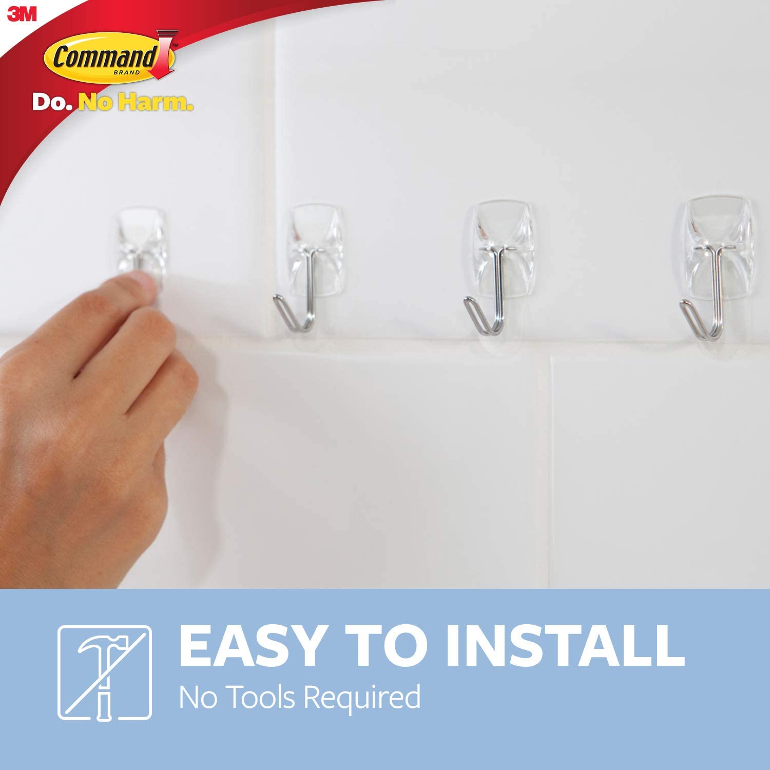 Command 17067CLR Small Wire Hook with 4 Strips - Clear (Pack of 3) - Image 4