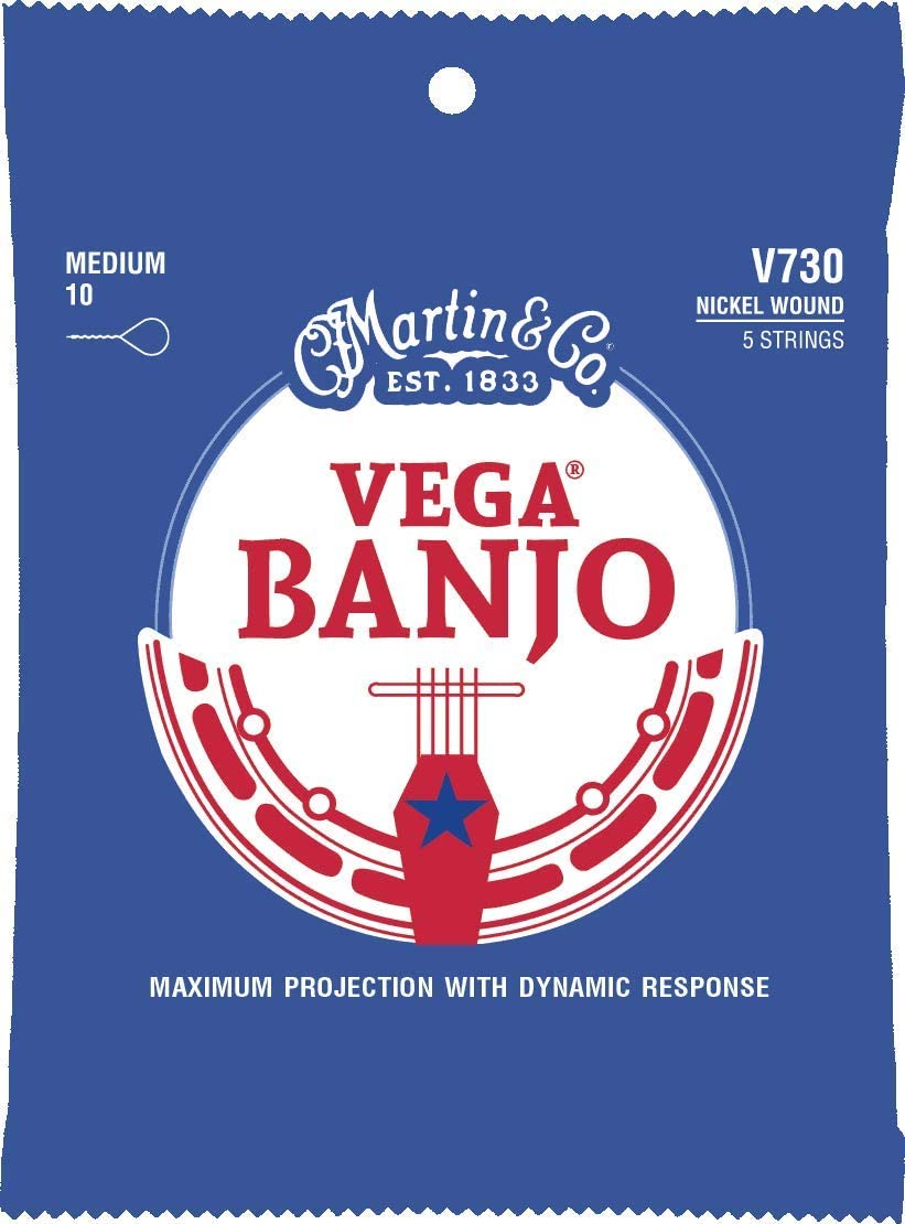 Martin V730 Banjo Strings 5 String Banjo - (Medium.010 - .023 and .010), Nickel Wound, Medium ( 10-23 & 10 )