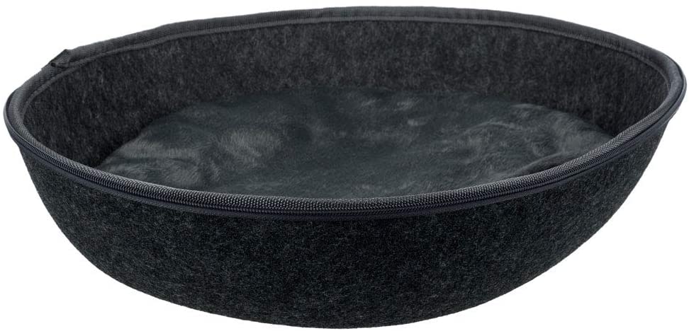 TRIXIE Liva Cat Cave, cosy cat cave made of breathable felt in anthracite, round cat-bed with plush cushion, removable cover - Image 4