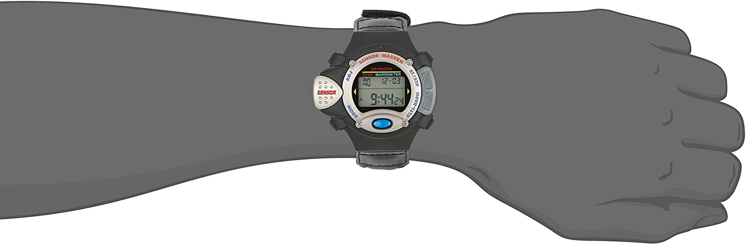 Shaon XL Men's Quartz Watch with Black Dial Digital Display and Fabric Strap 39-6034-44, Grey/Multicolour - Image 2