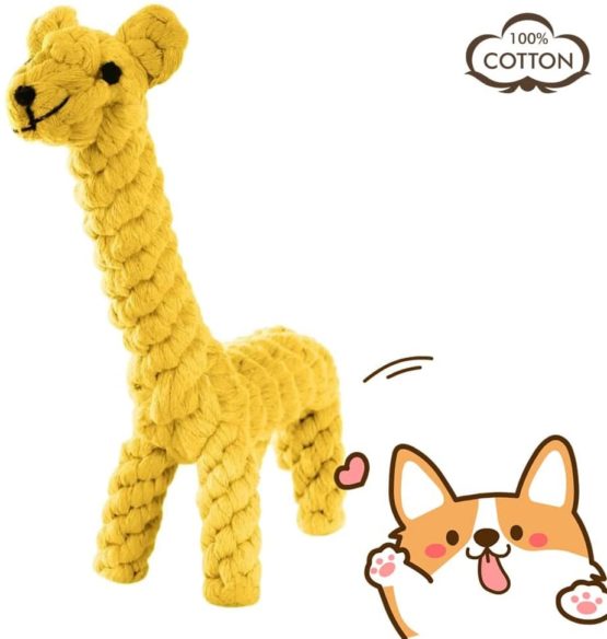 Dog Pet Puppy Chew Toys for Teething Boredom Dogs Rope Ball Knot Training Teeth Dogs Treats Toys for Small Middle Dog (Giraffe)