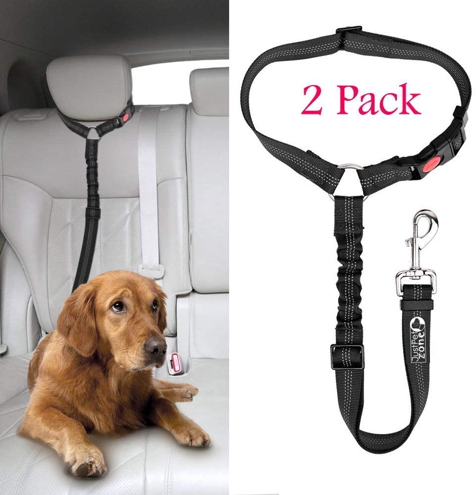 Headrest dog car seat belt 2 Pack Adjustable Durable Headrest Seat belt ...