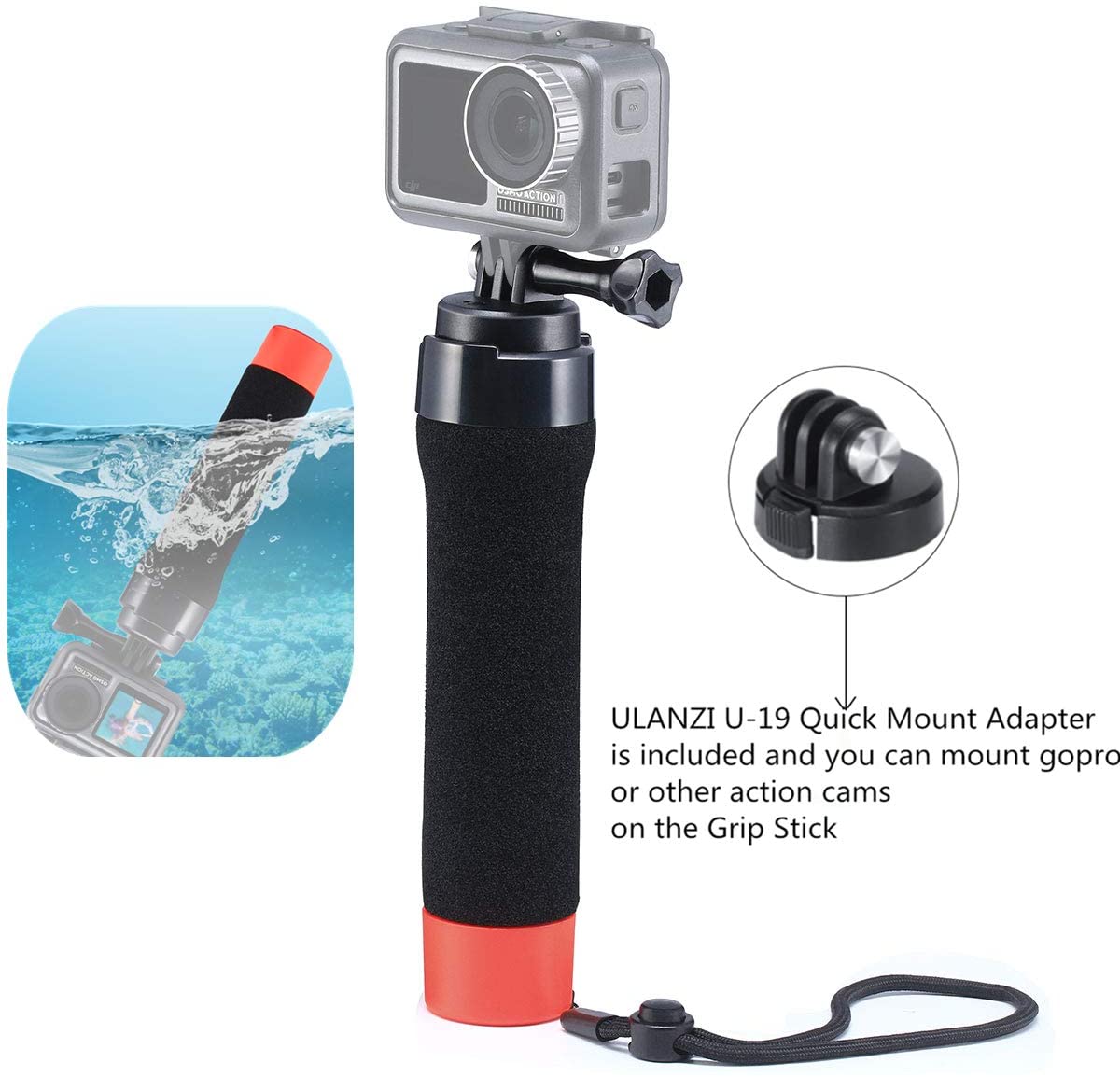 ULANZI OSMO Action Floating Handle Grip Compatible with DJI Osmo Action