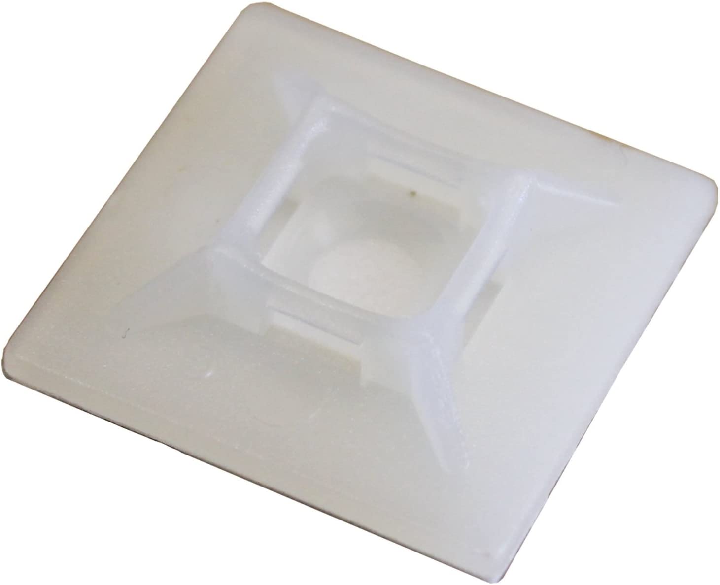 Merriway BH03054 Self Adhesive Cable Tie Mounts, 19mm (3/4 inch) Square - White, Pack of 100