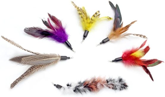 UEETEK 6pcs cat teaser refill cat teaser feather Replacement Cat Catcher Toy and Soft Furry Attachments For Cat Kitten Toy Wands - Image 2