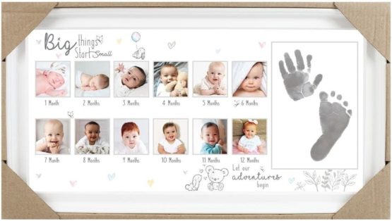 YOL Baby Age Stages Photo Frame 13 Opening Slots with Ink for Foot and Hand Print Picture Frame Children Baby Memories My First Year Photo Frame Present Gift Baby Gift New Born Keepsake