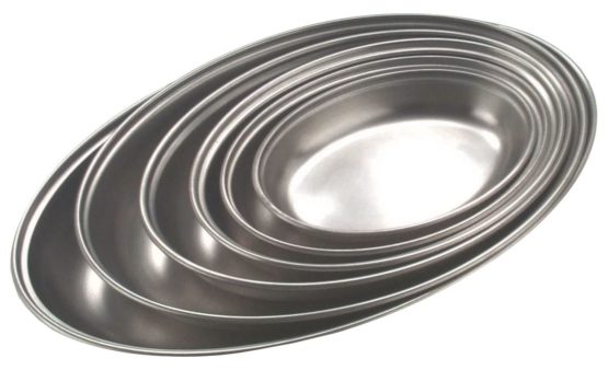 Genware NEV-1361 Vegetable Dish, Stainless Steel, Oval, 10"